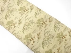 アンティーク　山並に草花・鼓模様織り出し丸帯（材料）